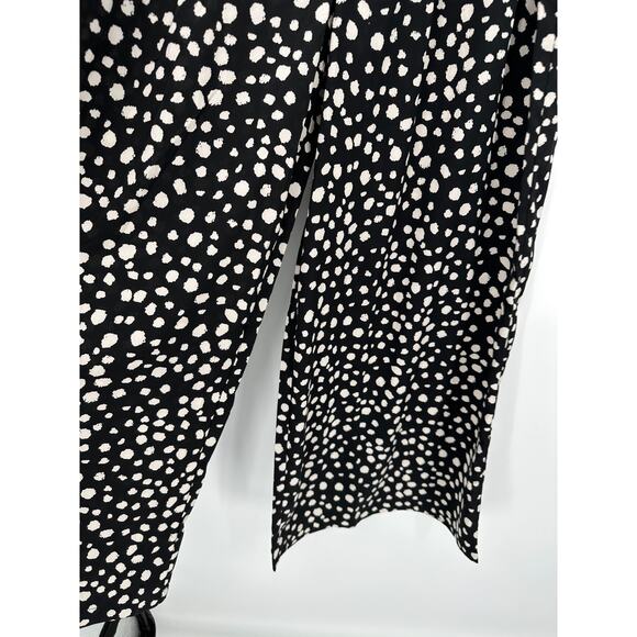 Umgee Black Cream Polka Dot High waisted Pants Size L Wide Leg NWT Teacher - Picture 3 of 10